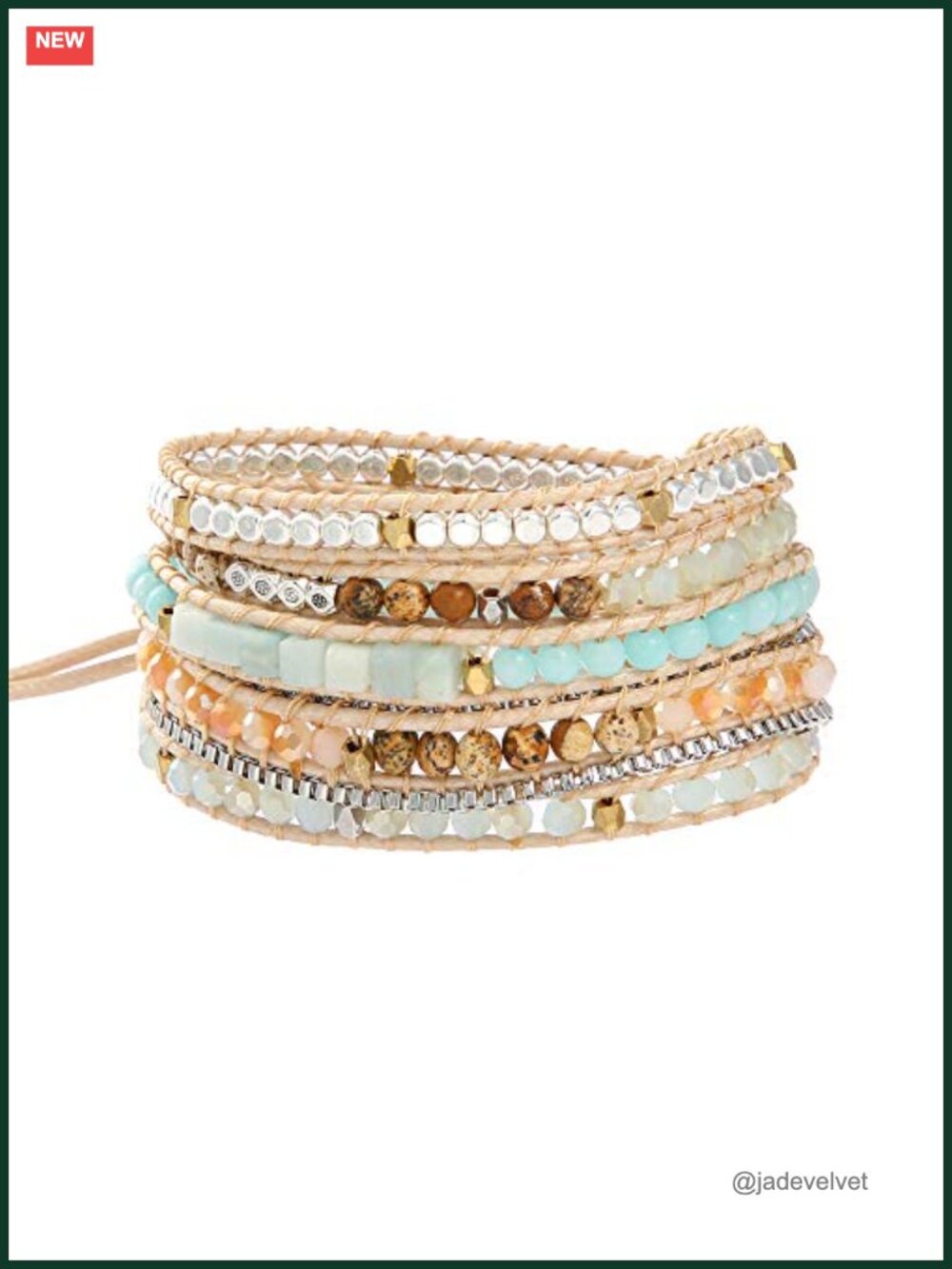Handmade Natural Stone Crystal Beaded Wrap Bracelet Boho Adjustable